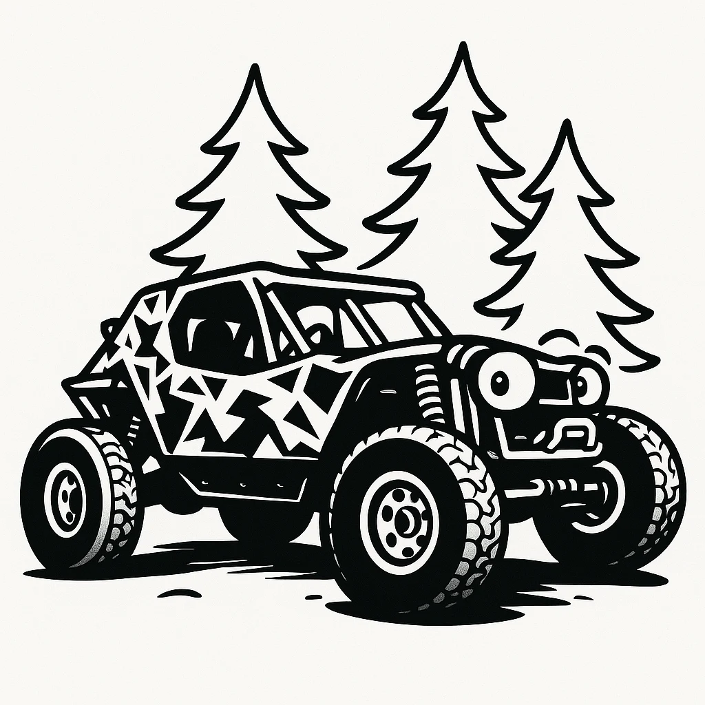 TCOR buggy and forest illustration for merchandise